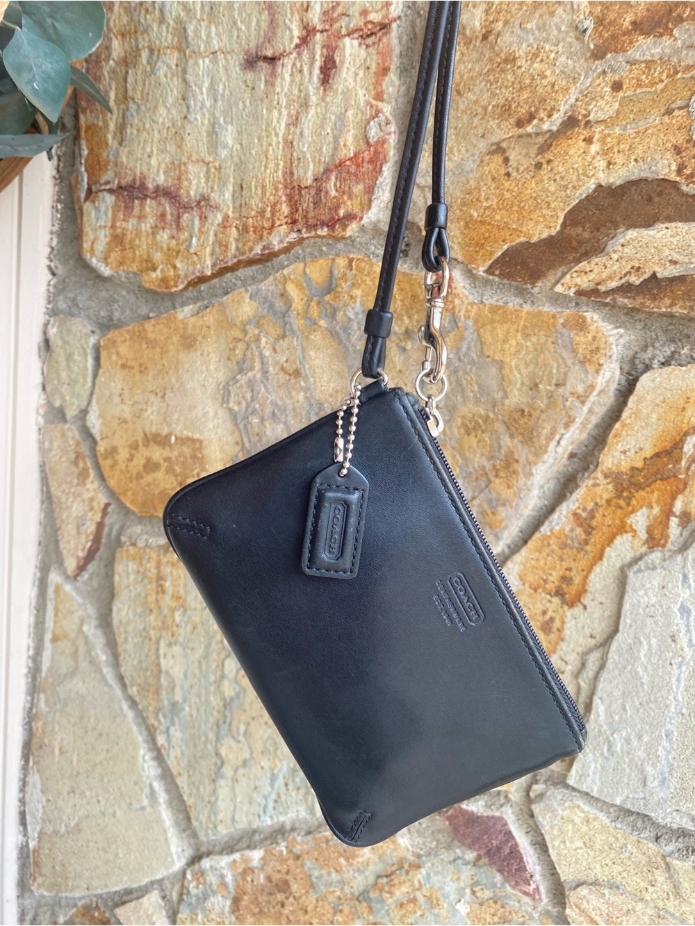 Coach Black Leather Wristlet with Detachable Strap - Picture 10 of 12
